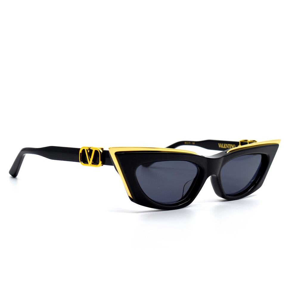 NEW Valentino V Goldcut I VLS113 Black Gold Cat Eye Sunglasses 100% Authentic - Picture 12 of 16